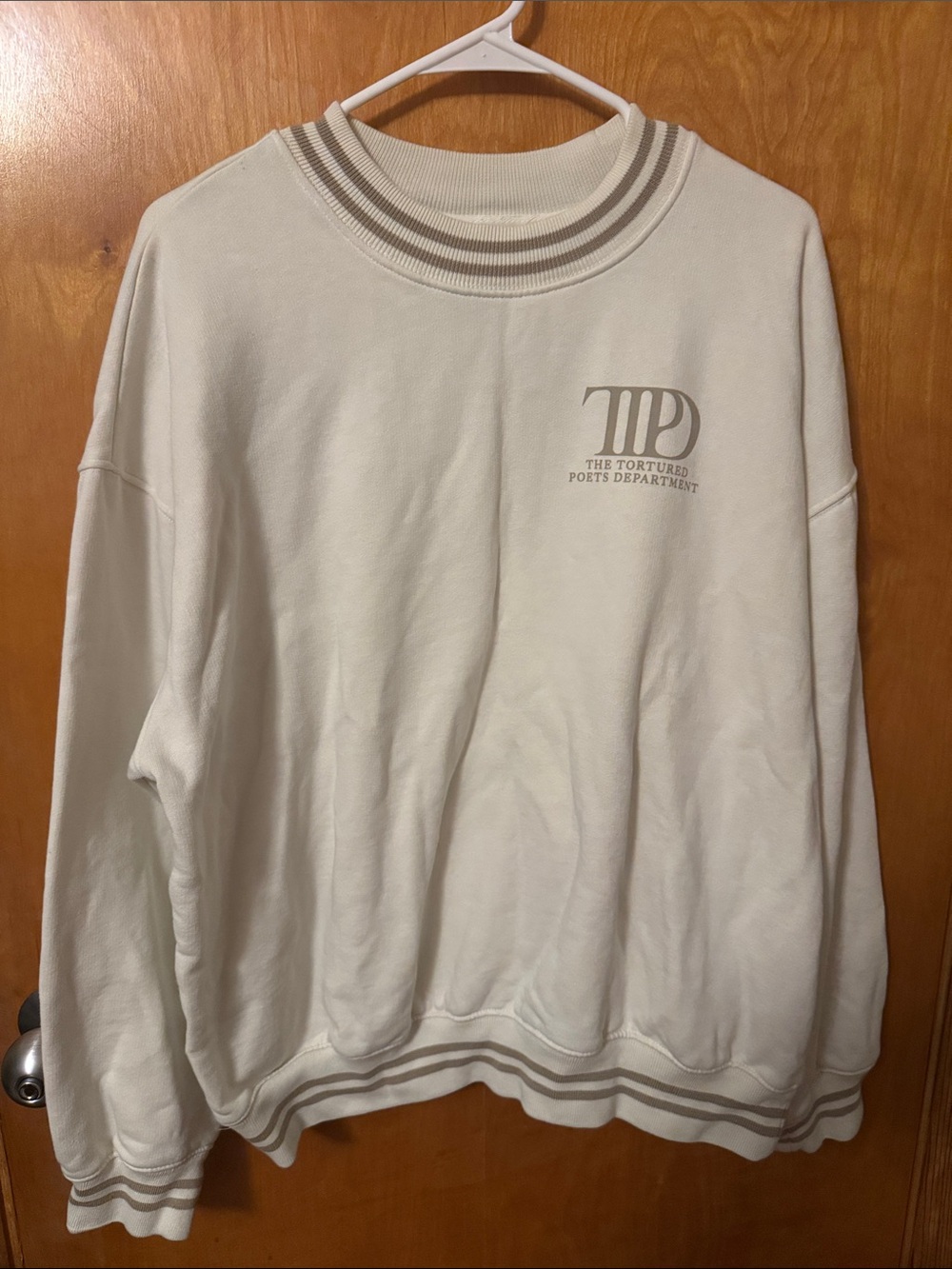 Taylor Swift Cream Crewneck Sweatshirt with Taupe Logo